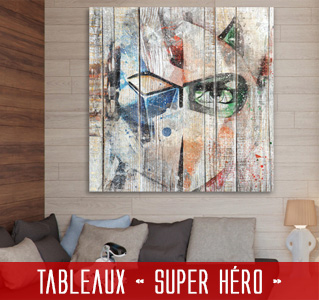 tableau bois palette super-hros